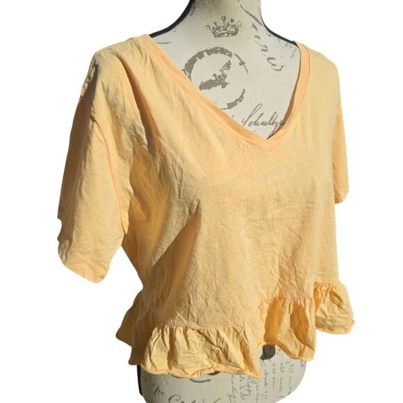 Wild Fable -1680 NWT Peplum Crop Top in Light Orange Medium - Picture 3 of 7